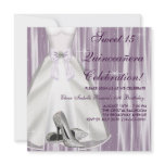 Purple Ball Gown High Heel Shoes Quinceanera invitations