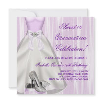 Purple Ball Gown High Heel Shoes Quinceanera Personalized Announcement