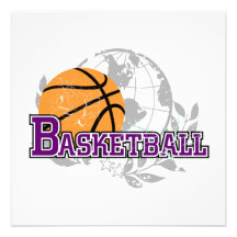 Purple Basketball T-shirts and Gifts Invitations