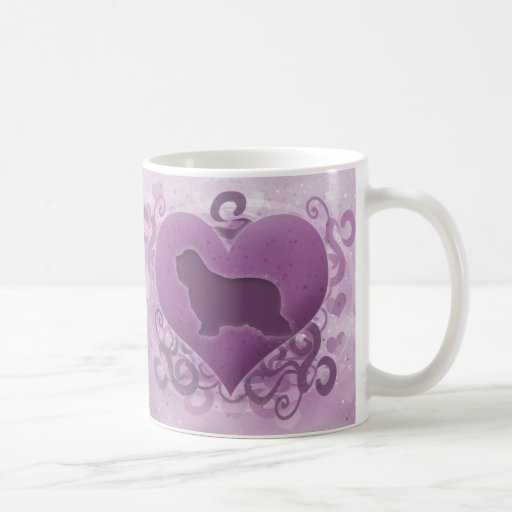 Purple Bearded Collie Valentine Mug