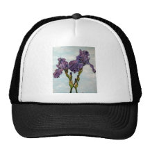 Purple bearded iris flowers mesh hats