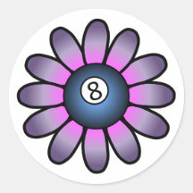 Purple Billiards Girl Round Sticker