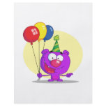 purple birthday balloons party bear flyer design