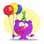 purple birthday balloons party bear photo cutout
