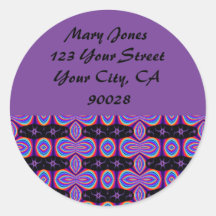 Purple black Address Labels Round Stickers