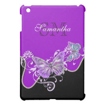 Purple black butterfly monogram
