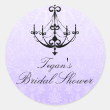 Purple & Black Chandelier Bridal Shower Sticker