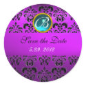PURPLE  BLACK DAMASK MONOGRAM , blue turquase, stickers
