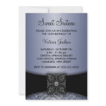 Purple Black Damask Sweet Sixteen Party invitations