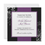 Purple & Black Damask Wedding Save the Date invitations