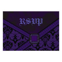 Purple & Black Goth Lace Wedding Custom Invites