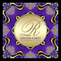 Purple Black Gothic Golden Dinner Party Invitation invitations