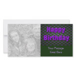 purple black happy birthday photo cards
