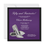 Purple Black High Heels Womans 50th Brithday invitations