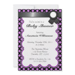 Purple & Black Polka Dot Baby Shower Invitation
