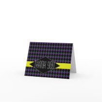 Purple & Black Retro Diamond 1 Thank You Card