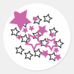 purple black stars round sticker