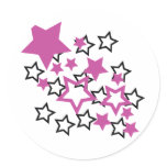 purple black stars round sticker
