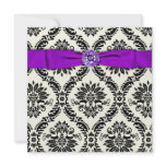 Purple Black Tie Party Black Damask Party invitations