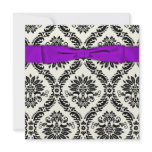 Purple Black Tie Party Black Damask Party invitations