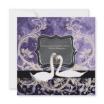 Purple black vintage engagement wedding personalized announcement