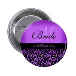 Purple black wedding bride floral damask pin