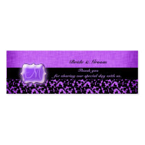 Purple black wedding favour damask floral business card templates
