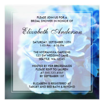 Purple Blue Hydrangea Bridal Shower Personalised Invitations