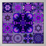 Purple & Blue Iris Flower Petals, Mosaic Montage posters