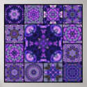 Purple & Blue Iris Flower Petals, Mosaic Montage posters
