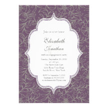 Purple Bohemian Floral Engagement Party Invitations