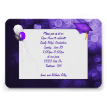 Purple Bokeh Graduation Custom Invites