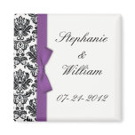 Purple Bow with Damask Save The Date Magnet