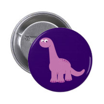 Purple Brontosaurus Dinosaur Pinback Button