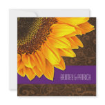 Purple Brown Country Sunflower Wedding Invitations