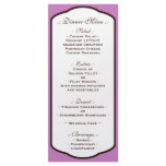 Purple Brown & White Wedding Reception Menus rack cards
