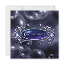 Purple Bubbles Quinceanera 15th Birthday Personalized Announcement