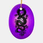 Purple Burst Chinese Dragon Christmas Ornaments