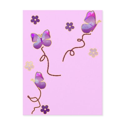 Purple Butterflies and Flowers Postcards