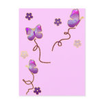 Purple Butterflies and Flowers postcards