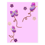Purple Butterflies and Flowers Postcards