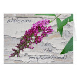 Purple Butterfly Bush Welcome to the Neighborhood Greeting Card