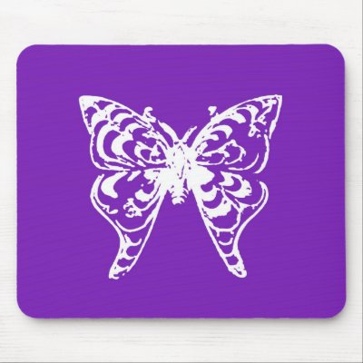 Purple butterfly Mouse Pads