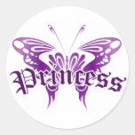 Purple Butterfly Princess Round Sticker