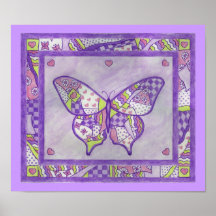 Purple Butterfly Quilt Poster