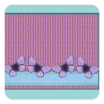 Purple Butterfly Square Sticker