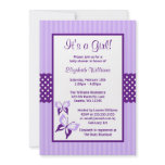 Purple Butterfly Stripes and Dots Baby Shower invitations