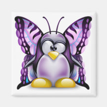 Purple Butterfly Tux (Linux Tux) Magnets
