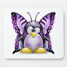 Purple Butterfly Tux (Linux Tux) Mousepad