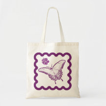 Purple Butterfy Tote Bag